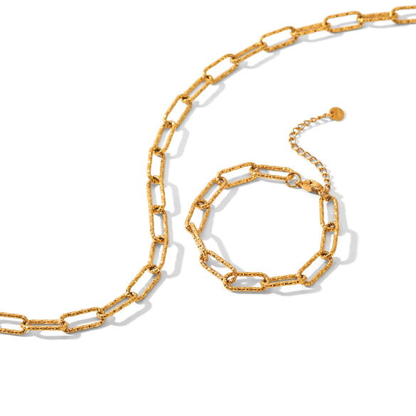 Wholesale Women's Gold Plated Geometric Stainless Steel Cross Chain Jewelry Necklace And Bracelet