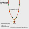 Wholesale Women's Gold Plated Geometric Stainless Steel Handmade Beaded Necklaces Jewelry