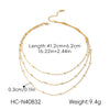 Wholesale Women's Gold Plated Geometric Stainless Steel Threelayer Beaded Clavicle Necklace