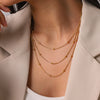 Wholesale Women's Gold Plated Geometric Stainless Steel Threelayer Beaded Clavicle Necklace
