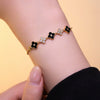 Wholesale Women's Gold Plated Geometric Titanium Steel And Copper Splicing Bracelet With Flower And Leaf Patterns