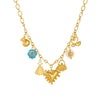 Wholesale Women's Gold Plated Maillard Style Heartshaped Stainless Steel Multipendant Necklace With Oshaped Chain