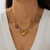 Wholesale Women's Gold Plated Maillard Style Heartshaped Stainless Steel Multipendant Necklace With Oshaped Chain