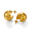 Wholesale Women's Gold Plated Stainless Steel Geometric Semicircle Hollow Hip Hop Earrings