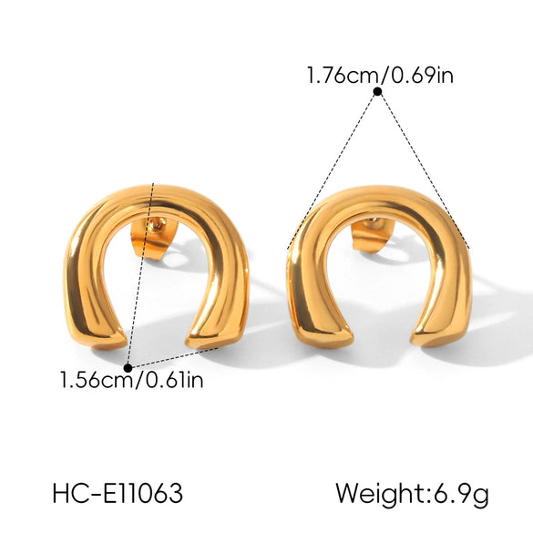 Wholesale Women's Gold Plated Ushaped Stainless Steel Pendant Necklace And Earrings Jewelry