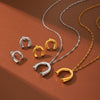 Wholesale Women's Gold Plated Ushaped Stainless Steel Pendant Necklace And Earrings Jewelry