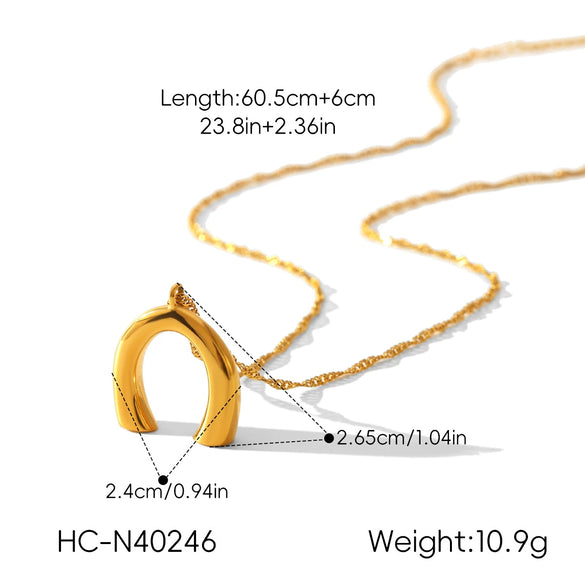 Wholesale Women's Gold Plated Ushaped Stainless Steel Pendant Necklace And Earrings Jewelry