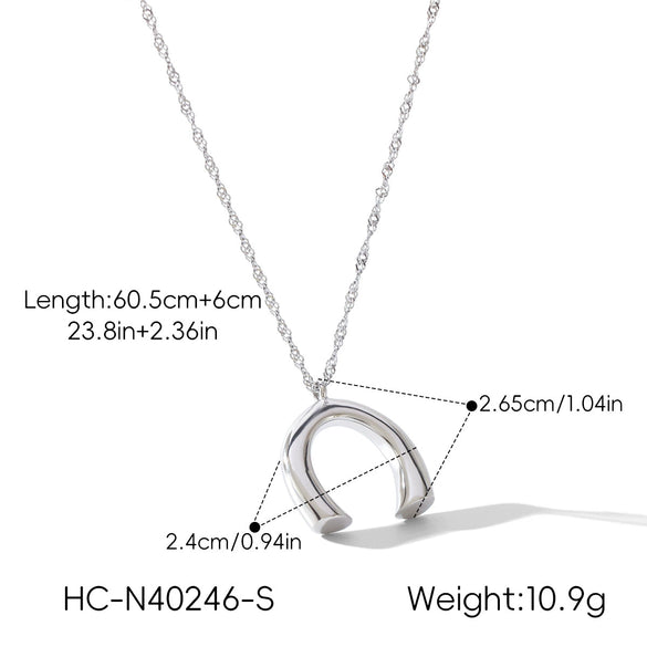 Wholesale Women's Gold Plated Ushaped Stainless Steel Pendant Necklace And Earrings Jewelry