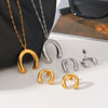 Wholesale Women's Gold Plated Ushaped Stainless Steel Pendant Necklace And Earrings Jewelry