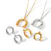 Wholesale Women's Gold Plated Ushaped Stainless Steel Pendant Necklace And Earrings Jewelry