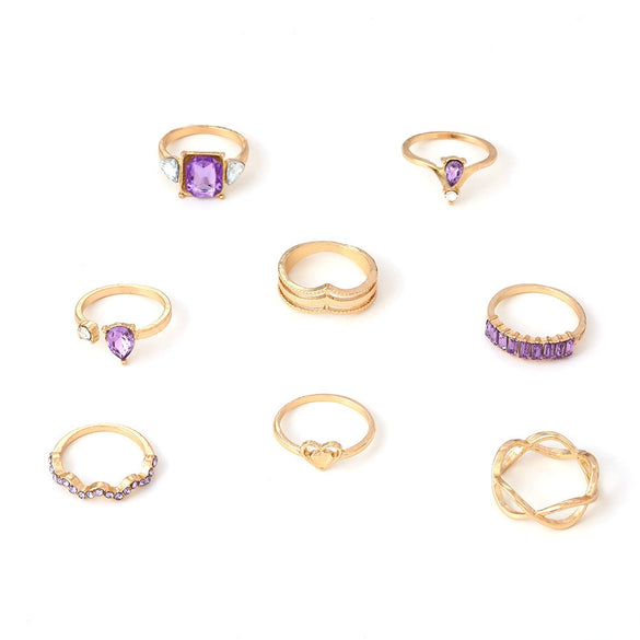 Wholesale Women's Gold Ring With Love Intersection Drill Geometric Pattern Alloy Electroplated