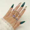 Wholesale Women's Gold Ring With Love Intersection Drill Geometric Pattern Alloy Electroplated
