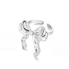 Wholesale Women's Gold Stainless Steel Nonfading Ring With Bow And Geometric Design Electroplated
