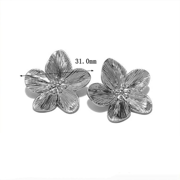 Wholesale Women's Golden Flower Jewelry Set With Plants And Flowers Pattern Made Of Titanium Steel And Electroplated