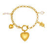 Wholesale Women's Goldplated Carved Stainless Steel Heart Shape Pendant Bracelet
