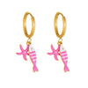Wholesale Women's Goldplated Enamel Cartoon Animal Zodiac Fishbone Starfish Earrings Stainless Steel