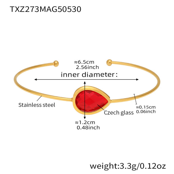 Wholesale Women's Goldplated Stainless Steel And Glass Stone Ferris Wheel Dropshaped Open Bracelet In Geometric Light Luxury Style