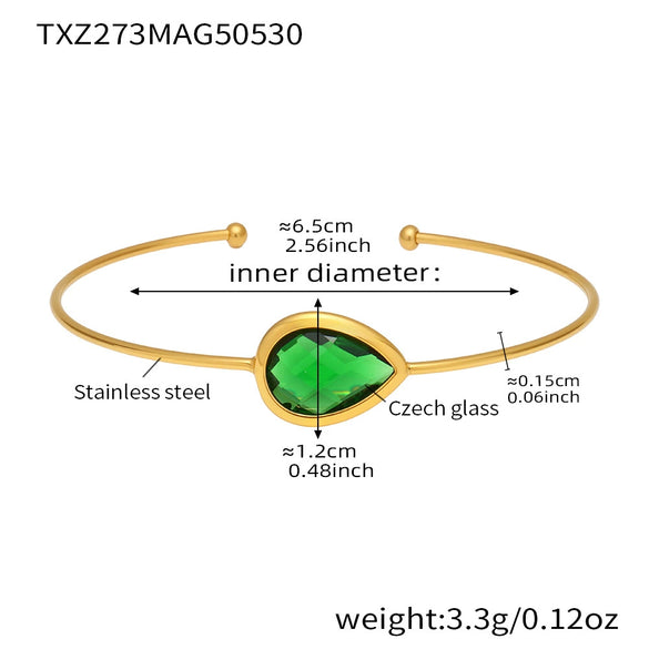 Wholesale Women's Goldplated Stainless Steel And Glass Stone Ferris Wheel Dropshaped Open Bracelet In Geometric Light Luxury Style