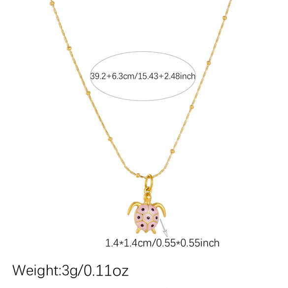 Wholesale Women's Goldplated Stainless Steel Animalshape Turtle Pendant Necklace With Bamboo Chain