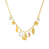 Wholesale Women's Goldplated Stainless Steel Floral Geometric Pendant Necklace With Flat Cross Chain