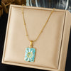 Wholesale Women's Goldplated Stainless Steel Flower Pendant Bamboo Chain Necklace Vintage Pastoral Style