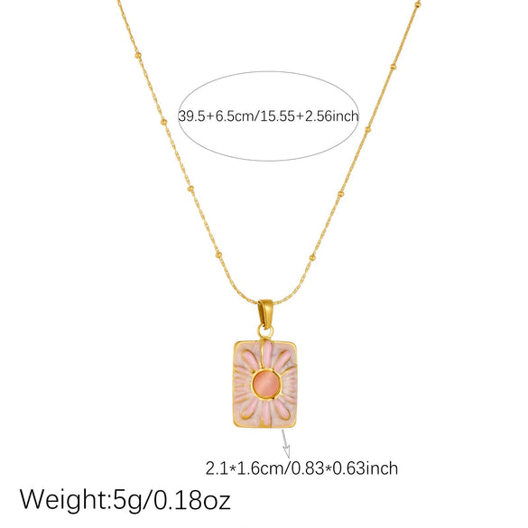 Wholesale Women's Goldplated Stainless Steel Flower Pendant Bamboo Chain Necklace Vintage Pastoral Style