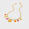 Wholesale Women's Goldplated Stainless Steel Flower Pendant Cross Chain Necklace With Enamel