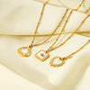 Wholesale Women's Goldplated Stainless Steel Geometric Heartshaped Motherofpearl Pendant Necklace