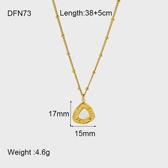 Wholesale Women's Goldplated Stainless Steel Geometric Heartshaped Motherofpearl Pendant Necklace