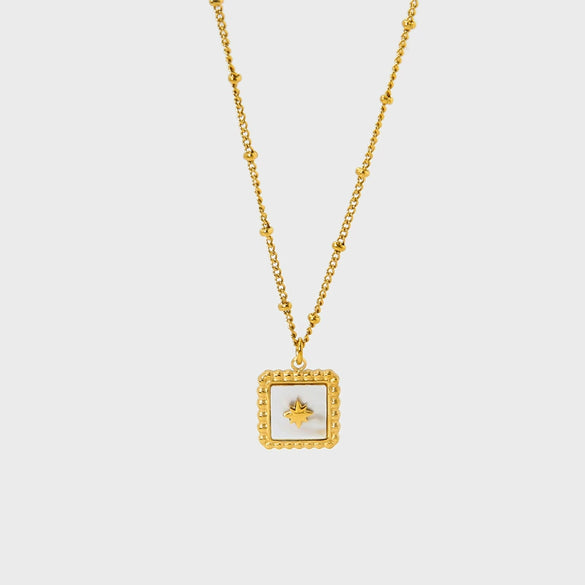 Wholesale Women's Goldplated Stainless Steel Geometric Heartshaped Motherofpearl Pendant Necklace