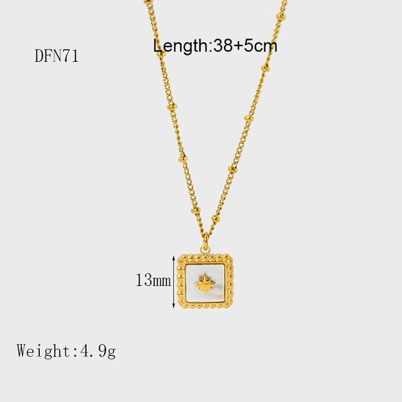 Wholesale Women's Goldplated Stainless Steel Geometric Heartshaped Motherofpearl Pendant Necklace