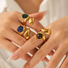 Wholesale Women's Goldplated Stainless Steel Geometric Ring Retro Jewelry