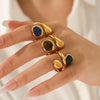 Wholesale Women's Goldplated Stainless Steel Geometric Ring Retro Jewelry