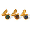Wholesale Women's Goldplated Stainless Steel Geometric Ring Retro Jewelry