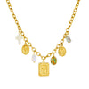Wholesale Women's Goldplated Stainless Steel Jewelry Set With Cross Crown Roman Numerals Pattern O Word Chain