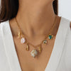 Wholesale Women's Goldplated Stainless Steel Marine Life Conch And Small Fish Pendant Necklace With Flat Cross Chain
