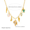 Wholesale Women's Goldplated Stainless Steel Marine Life Conch And Small Fish Pendant Necklace With Flat Cross Chain