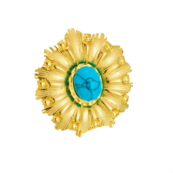 Wholesale Women's Goldplated Stainless Steel Oval Flower Ring Retro Light Luxury Elegant Style