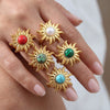 Wholesale Women's Goldplated Stainless Steel Sunflower Flower Ring With Minimalist Design