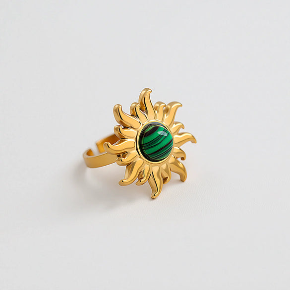 Wholesale Women's Goldplated Stainless Steel Sunflower Flower Ring With Minimalist Design