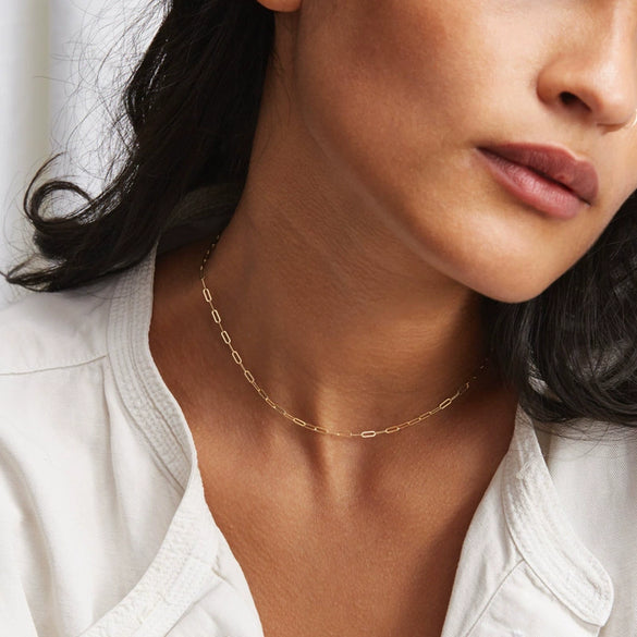 Wholesale Women's Goldplated Stainless Steel Ushaped Elliptical Chain Necklace