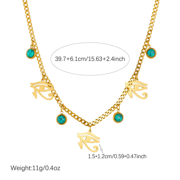 Wholesale Women's Goldplated Stainless Steel Vintage Devil's Eye Pendant Necklace In Maillard Style