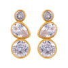Wholesale Women's Goldplated Stainless Steel Water Drop Zircon Pearl Flower Geometric Earrings