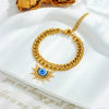 Wholesale Women's Goldplated Titanium Steel Doublelayer Chain Awn Star Eye Pendant Bracelet