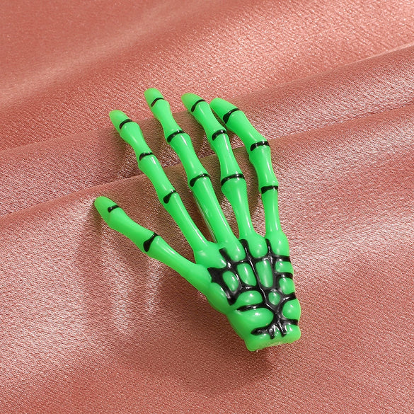Wholesale Women's Gothic Acrylic Side Clip Hair Accessories With Skull Hand Bone And Ghost Gripper Pattern Electroplated