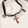 Wholesale Women's Gothic Dark Style Geometric Cross Pendant Choker Necklace With Electroplating Alloy Material