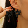 Wholesale Women's Gothic Style Animal Patterned Zinc Alloy Bat Spider Pendant Earrings With 14K Gold Ear Needles And Electroplating