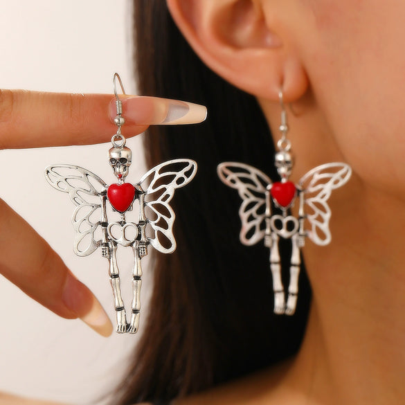 Wholesale Women's Gothic Style Animal Patterned Zinc Alloy Bat Spider Pendant Earrings With 14K Gold Ear Needles And Electroplating