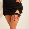 Wholesale Women's Gothic Style Cloth Leg Chain With Alloy Inlaid Artificial Gemstones And Semiprecious Stones And Blood Drops Red Imitation Crystal And Tassel