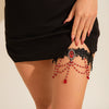 Wholesale Women's Gothic Style Cloth Leg Chain With Alloy Inlaid Artificial Gemstones And Semiprecious Stones And Blood Drops Red Imitation Crystal And Tassel